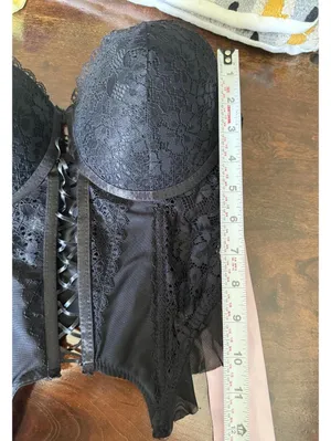 Adult Large Black Lace Bow Corset with Pink Satin Bow thumbnail 10