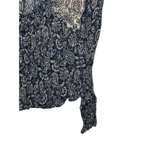 Boden Women's Top Ruffle‎ Georgette Round Neck Swing Paisley Blouse Black Sz. 10 thumbnail 8