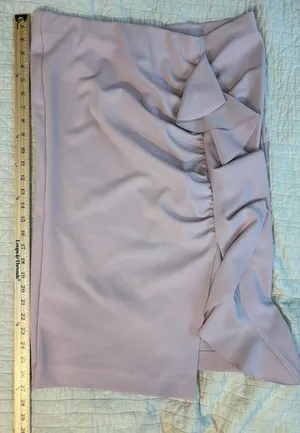 Vince Camuto Blush Pink Ruffle Side Crepe Pencil Skirt Large thumbnail 1