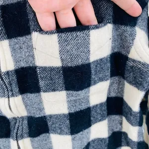 Ralph Lauren Womens L Buffalo‎ Plaid Shacket Black and Ivory Full Zip 100% Wool thumbnail 6