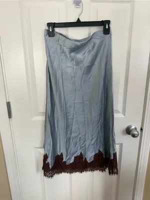 Reformation Carolina Silk Skirt in Mineral S thumbnail 6