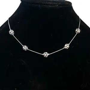 Lia Sophia silver tone Aurora Borealis crystal ball necklace thumbnail 1