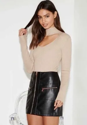 Kendall & Kylie Vegan Leather Mini Skirt thumbnail 1