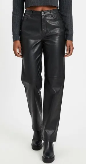 Abercrombie & Fitch‎ Black 90s Relaxed High-Rise Curvy Love Faux Leather Pant 18 thumbnail 1