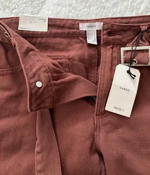 Belted Denim Cargo Jeans Brown thumbnail 8
