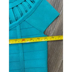 Bebe Crop Top Teal Cutout Bandage Y2K Going Out Party NWT Large thumbnail 5