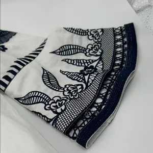Embroidered White and Black Mini Dress thumbnail 7