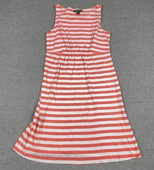 Tommy Bahama Tank Dress Womens Small Pink White Striped Scoop Neck Cotton Jersey thumbnail 1