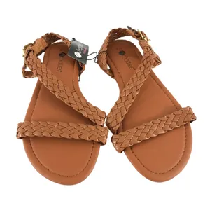 Chatties Womens Sandals Strappy Faux Leather Braided Brown Buckle Size 7-8 thumbnail 2