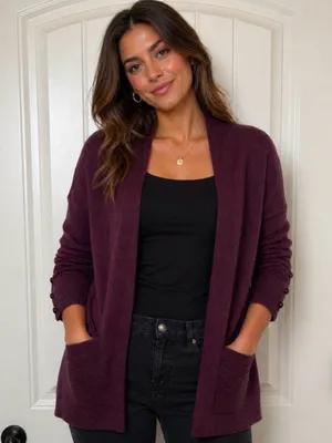 Volution cardigan sweater maroon size XS NWT Purple thumbnail 1