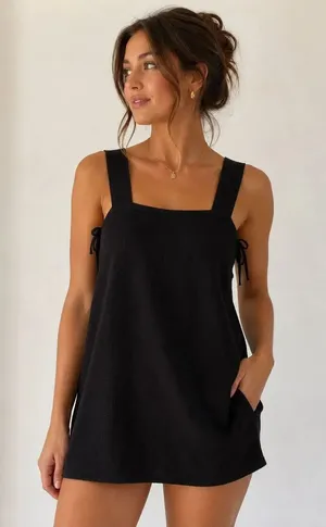 Madewell Black Side Tie Sweater Tunic Dress XL Minimalist Cozy thumbnail 1