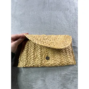 Handmade Straw Clutch Handwoven Purse Boho Coastal Beach Resort Woven Festival Bag thumbnail 4