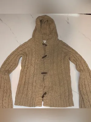 Fisherman's Sweater Cardigan Cotton Wool Size S Chunky Cropped thumbnail 4