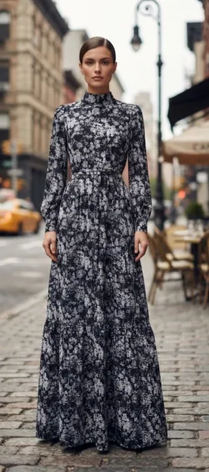 NWT Lush Long Sleeve Floral Maxi with Side Cut Out thumbnail 1