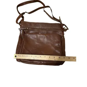 Crossbody Messenger Soft Brown Leather Bag Purse LEDER BUCK thumbnail 5