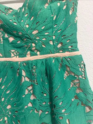 Judith March Small Strapless Green Lace Peplum top with Nude Underlay thumbnail 2