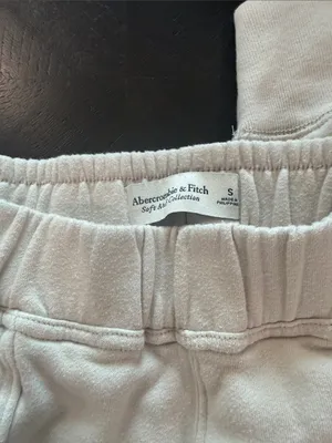 Abercrombie & Fitch cream Fleece Jogger Pants thumbnail 2