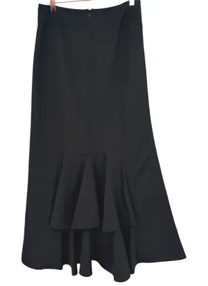 Ann Taylor Womens Black Mermaid Maxi Skirt Tiered Ruffle Formal Evening Size 6 thumbnail 1
