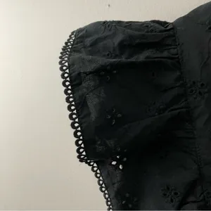 Lost + Wander Arula Black La Luna Eyelet Embroidered Ruffle Crop Top A 1X 14 thumbnail 7