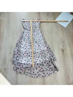 Ella Moss EUC Women's Strapless Cream Floral Gold Metallic Polka Dot Sundress S thumbnail 7