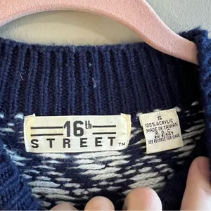 ✨ Vintage 16th Street Blue White Abstract Stripes Sweater Small‎ thumbnail 7