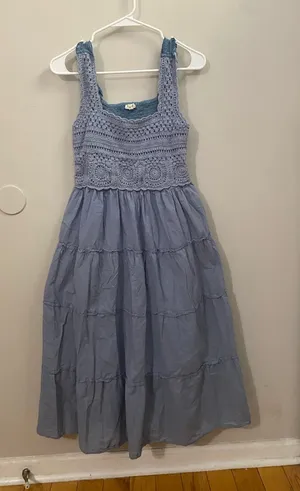 Women’s Kings Road Crochet-Bodice Blue Maxi Dress thumbnail 1