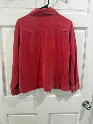 Fresh Produce Red Corduroy Button-Up Jacket Medium thumbnail 5