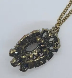 Bronze-Tone Multicolor Glitter Sparkle Rhinestone Necklace thumbnail 6