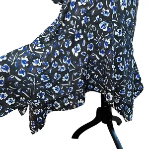 Tory‎ Burch Puff Sleeve Handkerchief Floral Tunic Asymmetric Midi Dress Small thumbnail 7