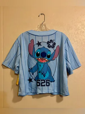 NWT Disney Stitch Graphic Cropped Baseball Jersey sz M thumbnail 2