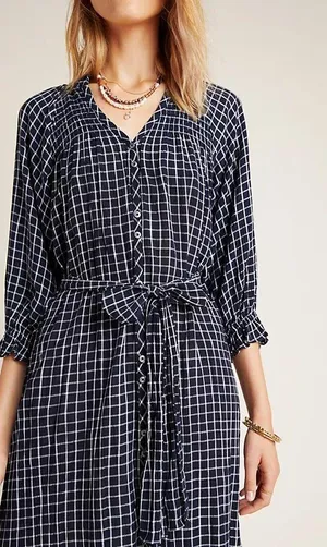 Maeve Anthropologie Sara Smocked Shirtdress size XSMALL thumbnail 2
