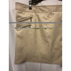 IZOD Women's Golf 2 piece Polo Skort‎ Set Tan White Zip Pockets Comfort Classic thumbnail 10