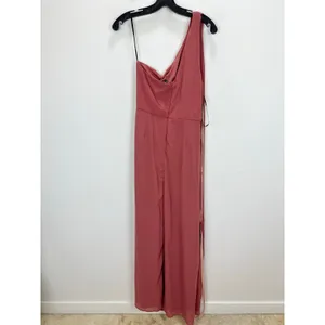 Lulus Adeline Rusty Rose One Shoulder Scarf Maxi Dress Formal Evening Large NWT thumbnail 13