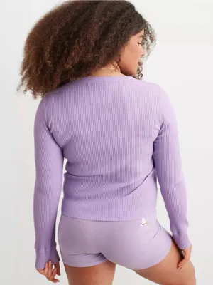 AERIE Fireside Long Sleeve Crew Neck Ribbed Tee in Lavender Purple Fog Size S thumbnail 2