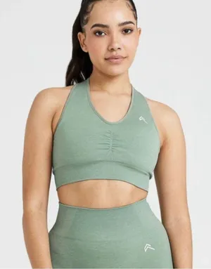 Oner Active classic 2.0 seamless v-neck bralette in sage marl Green- Size Large thumbnail 1