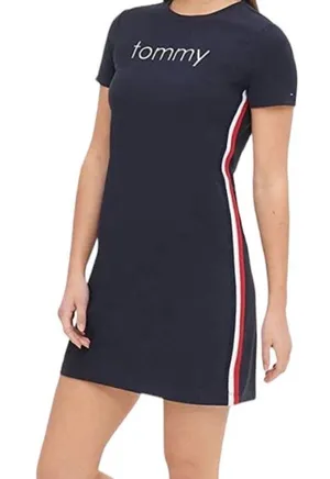 Tommy Hilfiger Embroidered Logo Blue Casual Short Sleeve Shirt Mini Dress Small thumbnail 1
