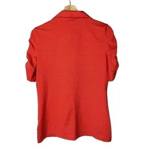 Nike Golf Neon Orange Stripe‎ Ruched Short Sleeve 1/4 Zip Pullover M thumbnail 2