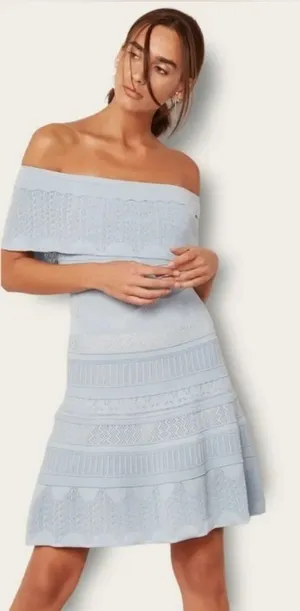 Anthropologie Foxiedox Bardot Dress in Baby Blue thumbnail 1