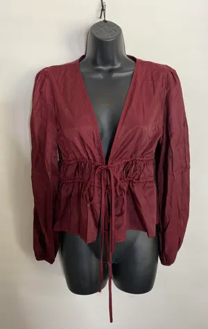 Burgundy Long Sleeve Fashion Top thumbnail 3