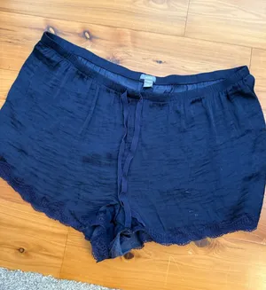 aerie Navy pajama silk like lace trim Shorts thumbnail 1