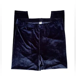 Navy Velour Velvet Leggings thumbnail 3