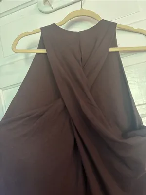 Zara Woman High Neck Brown Sleeveless Maxi Dress thumbnail 3