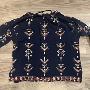 Madewell Women’s Medium Navy Blue and Geometric Print Long Sleeve Tunic thumbnail 6