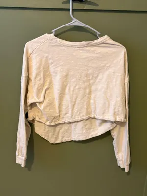 Free People Beach Cream Cropped Long Sleeve Tee thumbnail 3
