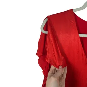 Anthropologie Maquelle Red Satin Short Sleeve Wide Leg Jumpsuit NEW Womes Medium thumbnail 5