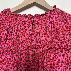 Boden Women‎ Yoke Mini Dress 14R Pink Peasant Cottagecore Prairie Floral Party thumbnail 12