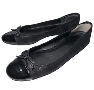 Delman New York Women’s Size 7 Black Metallic Patent Toe Brook Ballet Flats thumbnail 1