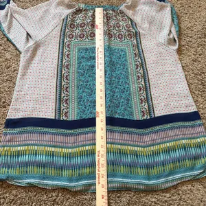 Fig and Flower Womens Patchwork Floral Blouse Blue 3/4 Sleeve Top Large thumbnail 5