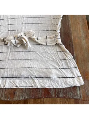 Anthropologie T.La Annabelle Off-White Black Striped Short Sleeve Tie Waist XL thumbnail 5