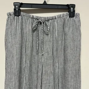A New Day- Navy & White Striped Linen Wide Leg Pants with pockets size S thumbnail 2